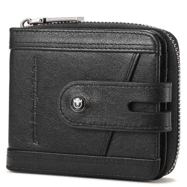 Billetera BULLCAPTAIN de piel auténtica con bloqueo RFID para hombre