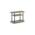 thumbnail image 4 of Global Glam No Tools 3-Tier TV Stand 31.5 x 15.8 x 23.3 Inches French Oak Gray Black Finish Round Tubes Sturdy Design, 4 of 100
