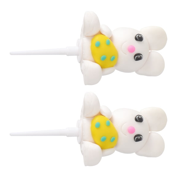 DEEPCRAFF Assorted Color Mushroom Bunny Cake Toppers 2 Pieces