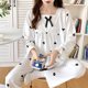 thumbnail image 5 of Conjuntos de pijama holgados para mujer, otoño, acogedores, estilo japonés, cuello cuadrado, universitarios, avanzados, diarios, populares, clásicos, de salón, elegantes., 5 of 6