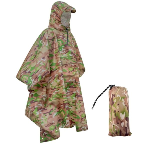 Dr.Fish Rain Poncho Reusable for Adults with Hood Waterproof Unisex Reusable Multifunctional for Hiking Camping