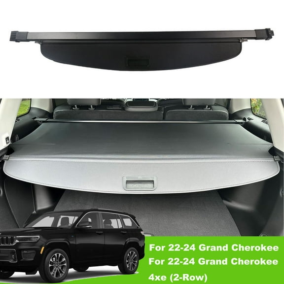 Fit Jeep Grand Cherokee 2022 2023 2024 2 Row 5-Seat Cargo Cover for Jeep Grand Cherokee 2022-2024 4xe Suv Accessories Black Retractable Rear Trunk Security Shield Shade Cover
