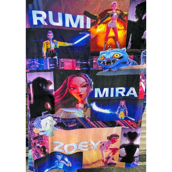 Exclusiva! Cobija Frazada Ultra Suave K-Pop Demon Hunters Guerreras Huntrix 3 Collage