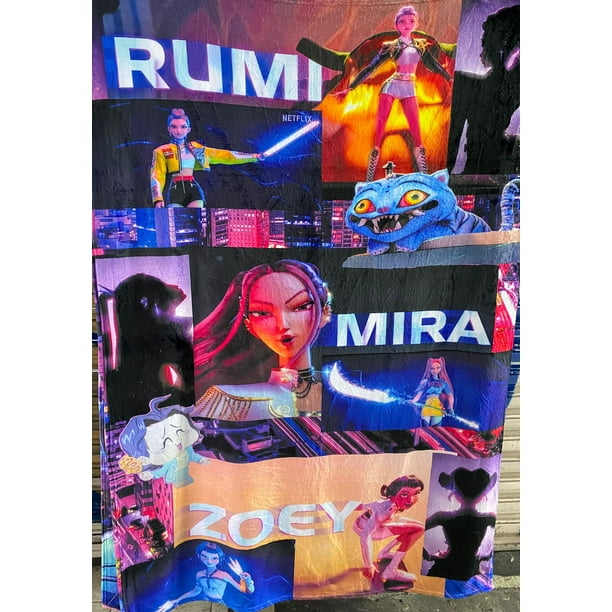 Exclusiva! Cobija Frazada Ultra Suave K-Pop Demon Hunters Guerreras Huntrix 3 Collage