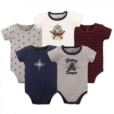 UPC: 0660168907834 | Yoga Sprout Baby Boy Cotton Bodysuits 5pk  Happy Camper  0-3 Months