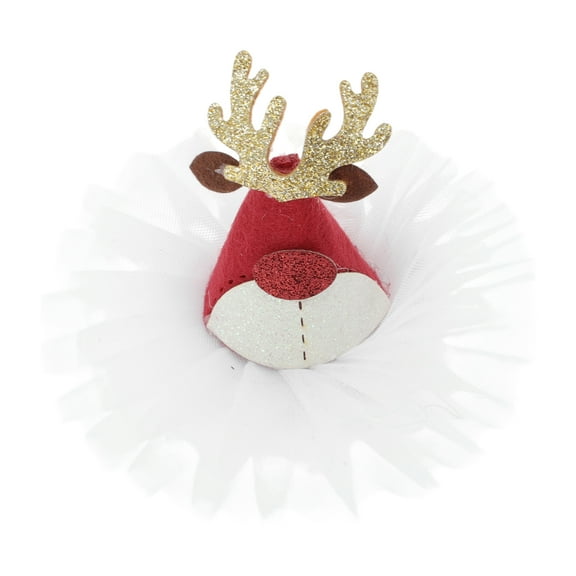 Unique Bargains 1 Pc Christmas Hair Clips Red Nose Elk Hairdo Clip for Christmas 3.54"x3.15" Red White