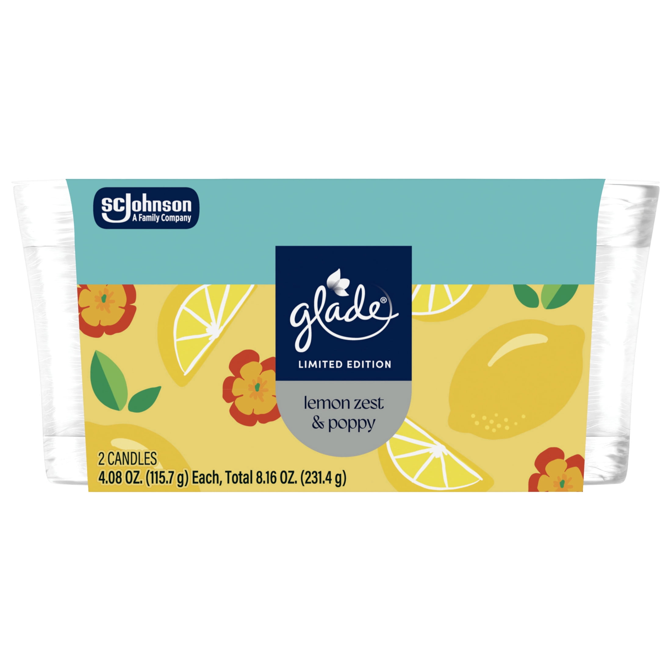 Glade® Jar Candle, Lemon Zest & Poppy, 4.08oz., 2 Count - Walmart.com