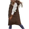 thumbnail image 4 of iOPQO Puffer Vest for Women Long Puffer Vest Women's Outerwear Womens Parka Puffer Vest with Hood Winter Clothing for Women Warm Jackets for Women Coffee 4XL, 4 of 9