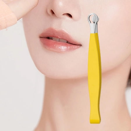 Nose Hair Trimming Tweezers Round Tipped Tweezers Hair Remover Stainless Steel Eyebrow Ear Hair Trimmer for Men and Women Yellow