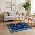 thumbnail image 3 of ODIKA 4'x6' Washable Area Rug Nautical Ocean Motif Border Scattered Symmetrical Animals Turtle Refined for Home Office, Under Desk, Non-Slip Chair-Friendly, Flatwoven, 3 of 7