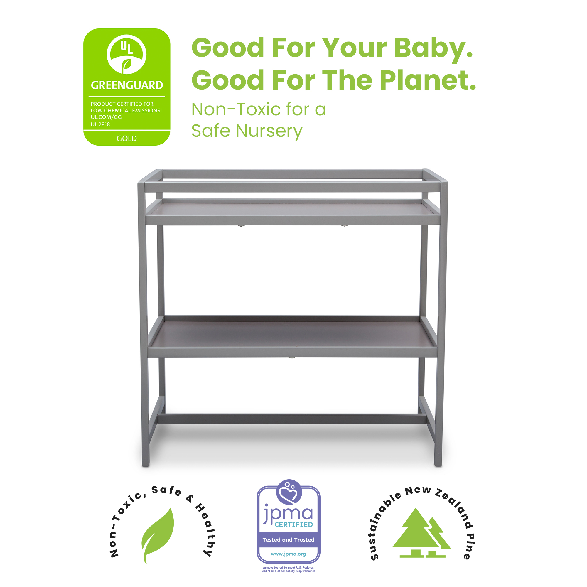 Delta Children Harbor Changing Table, Greenguard Gold Certified, Grey - image 3 of 7