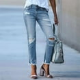 thumbnail image 4 of Women'S Ripped Jeans Straight Leg Distressed Boyfriend Denim Pants Light Blue S, 4 of 6