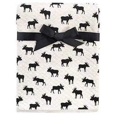 Hudson Baby Unisex Baby Quilted Multi-Purpose Swaddle, Receiving, Stroller Blanket, Moose 1-Pack, One Size