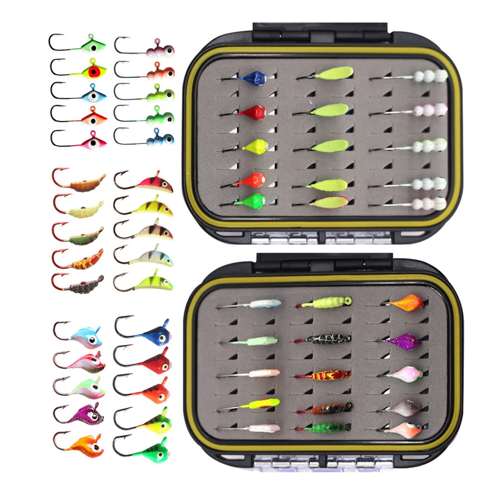 KUFptva 30/36pcs Winter Ice Fishing Jigs Set Ice Fishing Lure Set Sinking Metal Jigging Hard Baits Ice Fishing Gears Small Baits