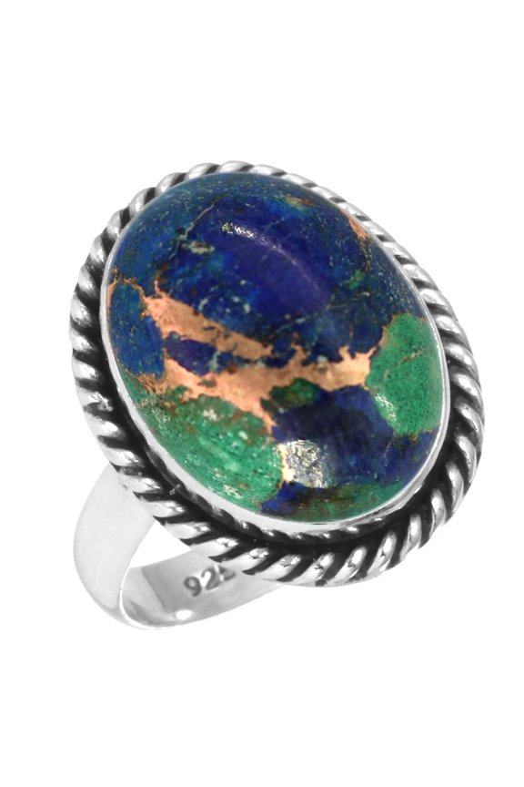 925 Sterling Silver Ring Natural Mohave Azurite Handmade Jewelry