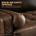thumbnail image 3 of Ovios 69 Inch Sectional Sofa Couch Mid Century Modern Faux Leather Loveseat Sofa 3-Seater Small Couch for Living Room Office Apartment,Dark Brown, 3 of 6