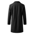 thumbnail image 5 of Maqroz Mens Long Double Breasted Trench Coat Notch Lapel Collar Winter Warm Overcoat Casual Business Formal Outerwear Heavyweight Classic Long Jacket, (Black,XXL), 5 of 9