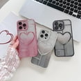 thumbnail image 3 of Love Heart Glitter Bling Gradient Electroplated Clear TPU Case for Women Girls Compatible with iPhone Case (iPhone 15 Pro Max,Pink), 3 of 7