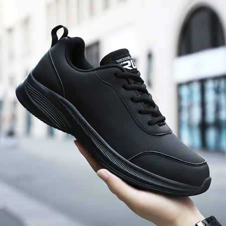 

Cathalem Mens Shoes Casual Leather Laace Up Solid Color Casual Fashion Simple Shoes Running Shoes Men s Go Walk 5-prized Sneaker Black 12