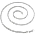thumbnail image 2 of 925 Italian Sterling Silver 2.5mm Hollow Franco Chain, FREE Microfiber Cloth, Rhodium Plated Square Box Link Mens Womens Necklace, Giorgio Bergamo 24, 2 of 8