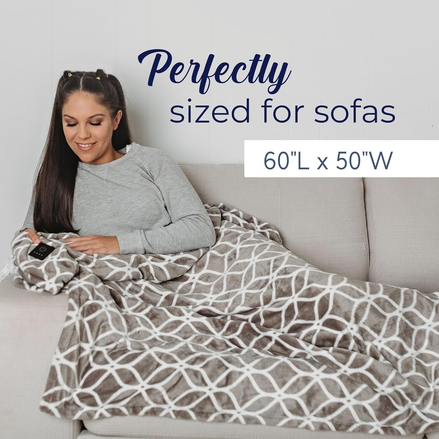 Dreamaker One-Touch Fleece Electric Heated Throw Blanket, 50x60 inches - Cozy, Machine Washable, with 4 Adjustable Heat Settings & Built-in Remote - Ultimate Comfort for Cold Nights