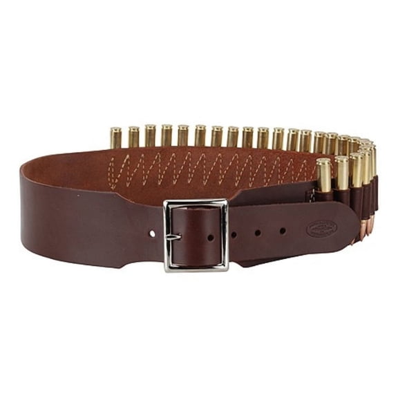 Hunter Cartridge Belt 2.5" 45 Caliber Straight Wall Rifle 25 Loops Leather Antique Brown Medium