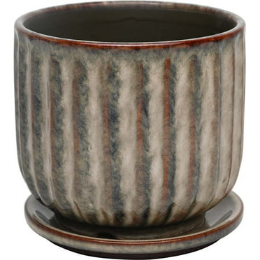 Better Homes & Gardens 6 inch Ceramic Paul Planter with Attached Saucer
