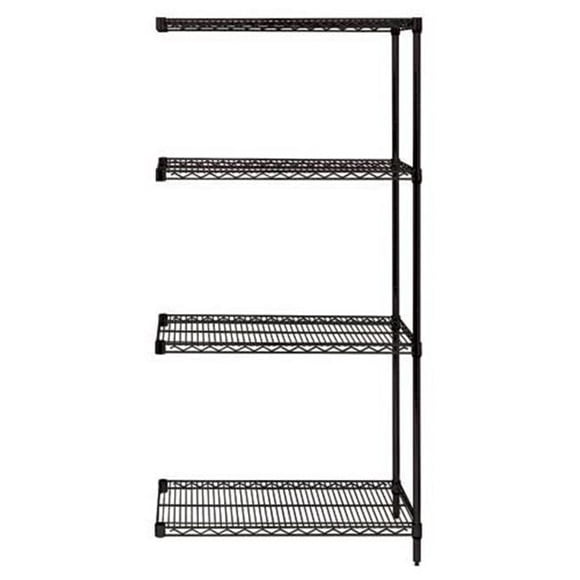 Quantum Storage AD86-1836BK Kit d'Extension d'Étagères en Fil Métallique, 18 x 36 x 86 Po. - Noir, 4-Étagères