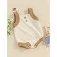 thumbnail image 3 of CIYCuIT Baby Boys Girls Summer Knit Romper 3M 6M 12M 18M Sleeveless Square Neck Contrast Color Jumpsuit Newborn Infant Casual Tank Top Bodysuit, 3 of 8