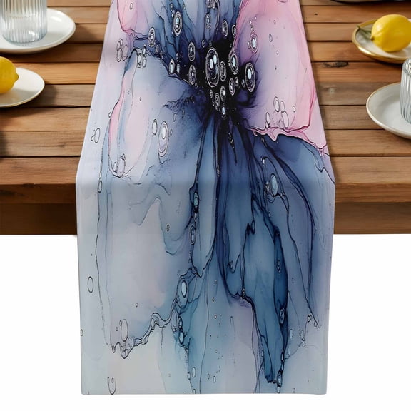 Pink Blue Gradient Table Runner, Abstract Art Kitchen Table Runners Dress Scarves for Table Decorations Party/Restaurant/Indoor Outdoor Use, 13x108in