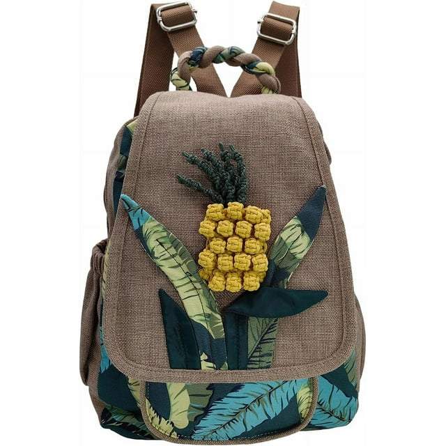 Sac à Dos en Coton et Chanvre Hippie pour Femmes, Sac à Main Vintage Brodé Boho Décontracté, Sac Messager Champignon Beige Rouge