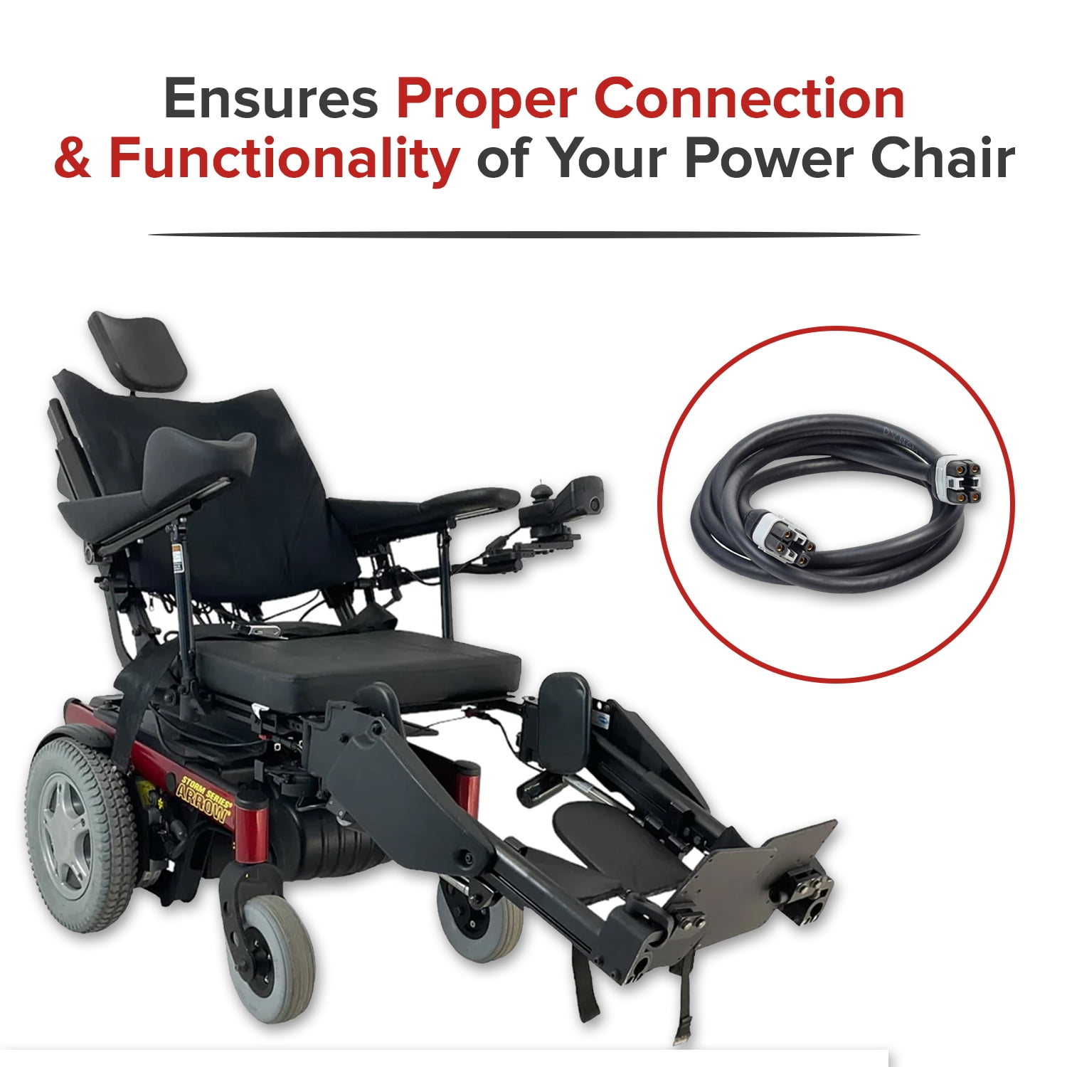 AlveyTech 1.0 Meter Dynamic Joystick Bus Cable for Invacare Power Chairs with SPJ Joystick Controllers