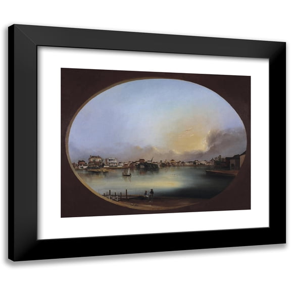 Henry Joseph Jackson 14x12 Black Modern Framed Museum Art Print Titled - View of Charleston (View from the West) (1846)