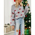 thumbnail image 3 of Christmas Sweaters for Women Juniors Cute Santa Claus Patch Trendy Pullover Sweters Lantern Sleeve Cropped Sweater Shermie, 3 of 6