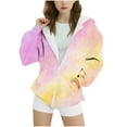 thumbnail image 2 of SGFCWSX Girls Fleece Hoodie Kids Soft Zip Up Sweatshirts Tie Dyeing Gradient Sweatshirt Jacket Wine Size 8-9Years, 2 of 4