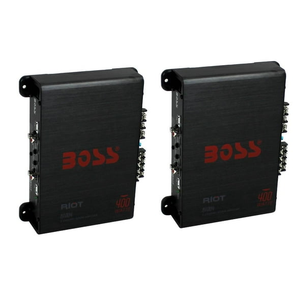Boss Audio Riot R1004 400 Watt 4 Channel Car Power Amplifier Amp Mosfet (2 Pack)