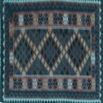 thumbnail image 1 of Ahgly Company Indoor Square Southwestern Light Blue Country Area Rugs, 6' Square, 1 of 4