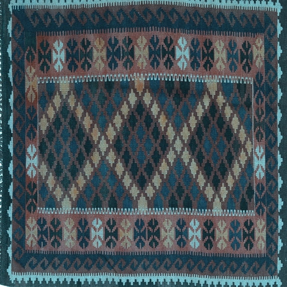 Ahgly Company Indoor Square Southwestern Light Blue Country Area Rugs, 6' Square