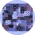thumbnail image 1 of Ahgly Company Machine Washable Indoor Round Abstract Blue Contemporary Area Rugs, 3' Round, 1 of 4