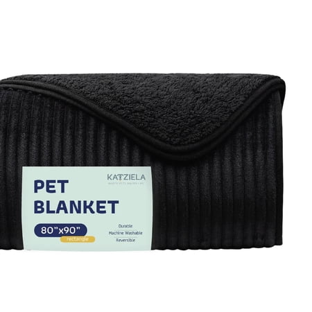 Katziela Premium Pet Blanket Soft Waterproof Throw Blanket for Dogs & Cats Black