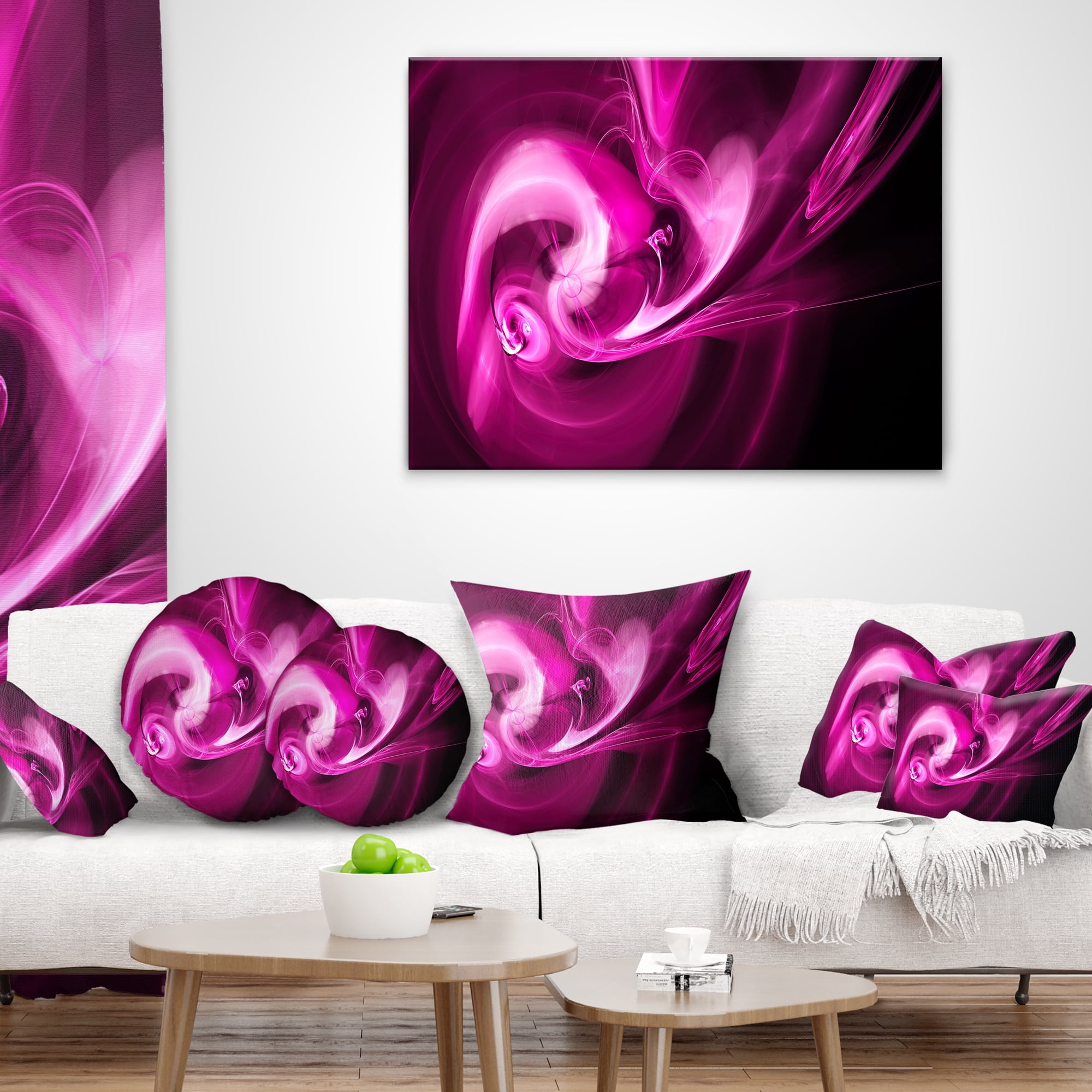 Designart Colored Smoke Spiral Purple - Abstract Throw Pillow - 12x20