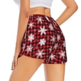 thumbnail image 4 of Picia Snowflake red plaid Pattern Women's 2 in 1 Athletic Running Shorts High Waisted Workout Casual Gym Sweat Shorts with Comfy Liner Zipper Pockets-Small, 4 of 9