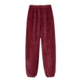 thumbnail image 4 of Womens Fleece Pajama Pants, Winter Warm Flannel Fuzzy Lounge Bottoms Long Soft Plush Fluffy Pj Pants with Pockets Wine XS, 4 of 5