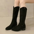 thumbnail image 2 of Leozcaa Women's Knee High Boots Suede Flat Pointed Toe Stretchy Slouchy Boots Side Zipper Dress Tall Boot, 2 of 8