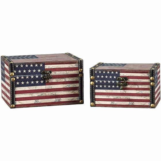 Household Essentials Decorative Storage Box, American Flag Design, Set