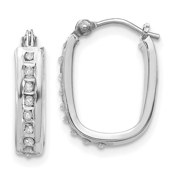 14k White Gold Squared Hinged Hoop Earrings