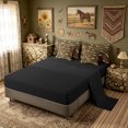 thumbnail image 4 of meiyoeat Camouflage Fishing Full Size Bedding Sets for Men Adults, Retro Deer Duck Bass Camping Wildlife Full Size Bed in a Bag, Brown, Black Reversible, 7-Piece, 4 of 5
