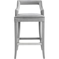 thumbnail image 4 of Home Square 30.7" Transitional Velvet Upholstered Bar Stool in Gray - Set of 2, 4 of 8