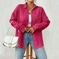 thumbnail image 2 of Blouses pour Femmes, Col à Manches Longues, Épaules Tombantes, Poche, Chemise Patchée, 2 of 5
