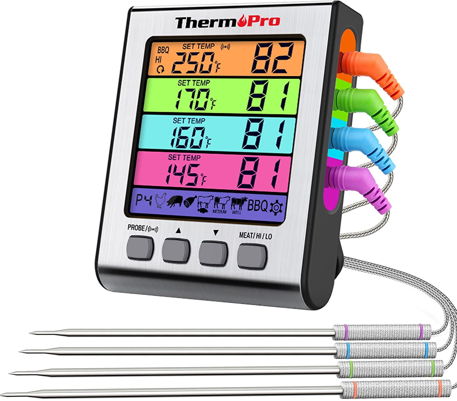 ThermoPro TP17H Colour LCD Display Cooking Thermometer with 4 Temperature Probes